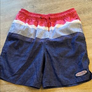 vineyard Vines boys small 8/10 lined swim trunks EUC